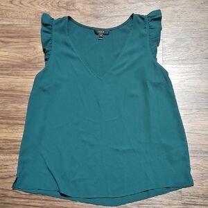 J. Crew Teal Flutter Sleeve Blouse, Size 12 Petite